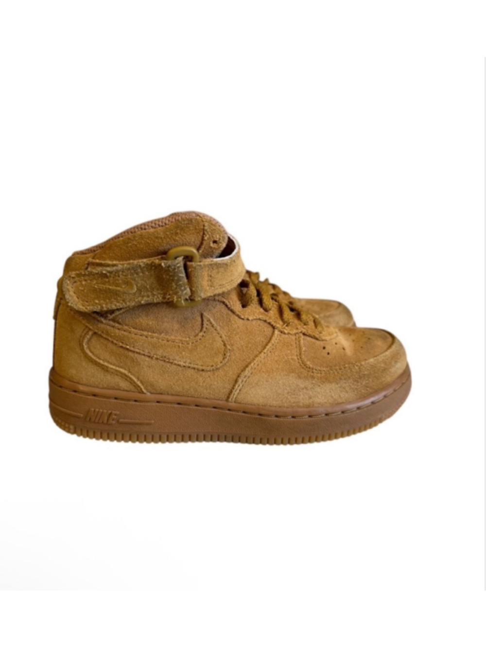 Nike Kids Force 1 Mid Wheat Suede Gum Soles [859337-701] Size 2Y - Picture 4 of 8